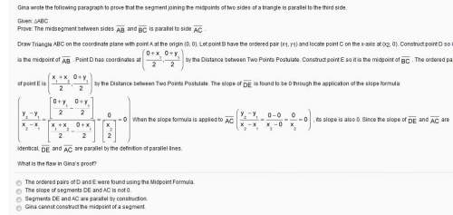 What is the flaw in gina's proof? (see attachment for the problem) a) the ordered pairs
