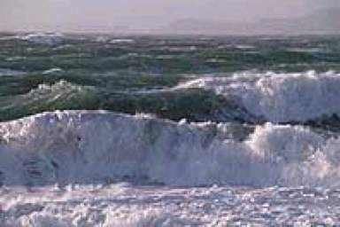 The coastal region upon which the waves in the following image are breaking most likely has