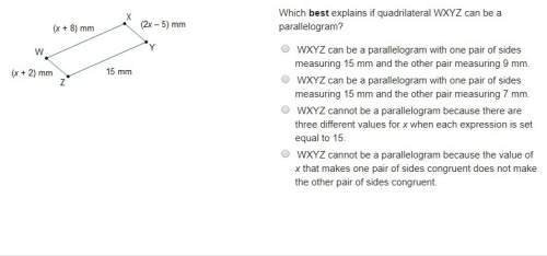 Which best explains if quadrilateral wxyz can be a parallelogram?  wxyz can be a paralle
