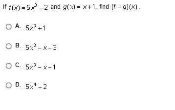 If f(x) =5x^3-2 and g(x)= x+1, find (f-g)(x)