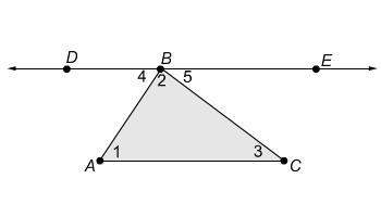 Points a, b, and c form a triangle. complete the statements to prove that the sum of the interior an