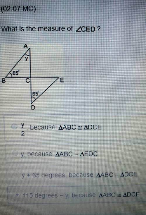 What is the measure of angle ced?