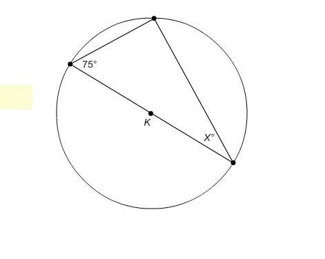 In circle k, what is the value of x?  x = 30° x = 25° x =