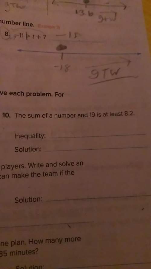 What is the sum of a number and 19 is at least 8.2