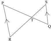 The figure below shows segments pq and rs which intersect at point t. segment pr is parallel to segm