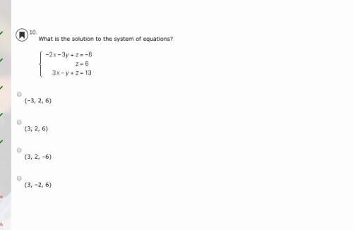What is the solution to the system of equations?  (–3, 2, 6)
