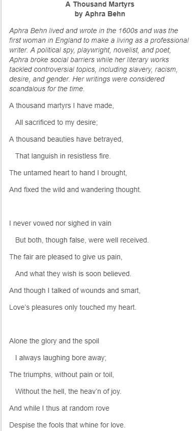 Read these lines from the poem. a thousand martyrs i have made, all sacrific