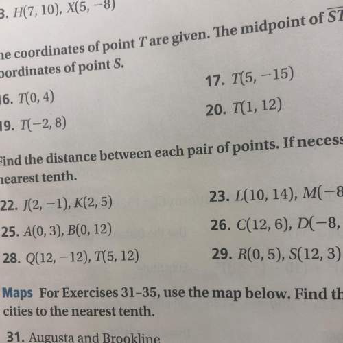 Find the distance between each pair of points.if necessary round to the nearest tenth
