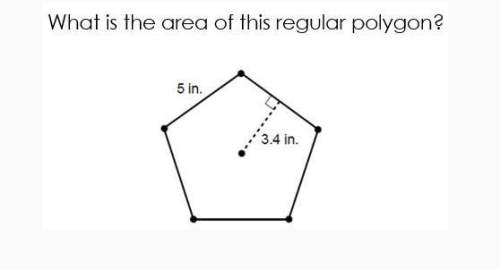 What is the area of this regular polygon?  a. 85 square inches  b. 17 square inche