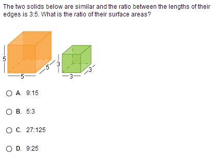 The two solids are similar and the ratio between the lengths of their edges is 2: 9. what is the rat