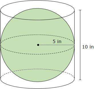 What is the volume of the space between the cylinder and the sphere?  500/3π cubic inche