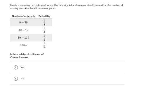 Garcia is preparing for his football game. the following table shows a probability model for the num