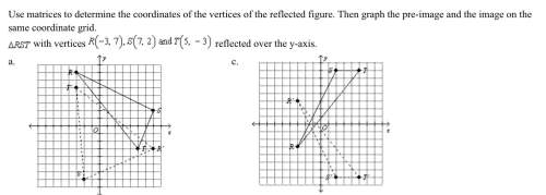 Use matrices to determine the coordinates of the vertices of the reflected figure. then graph the pr