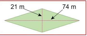 Find the area of the figure shown. note: the lengths indicated are for the entire diagonals. select