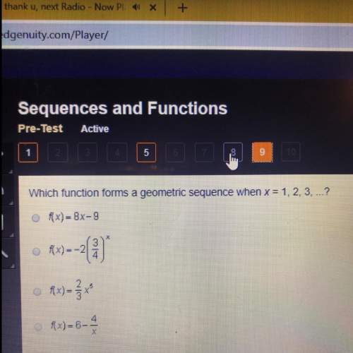 Which function forms a geometric sequence when x=1,2,3