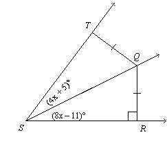Qis equidistant from the sides of ∠tsr find m∠rst the diagram is not to scale.a. 42b. 4&lt;