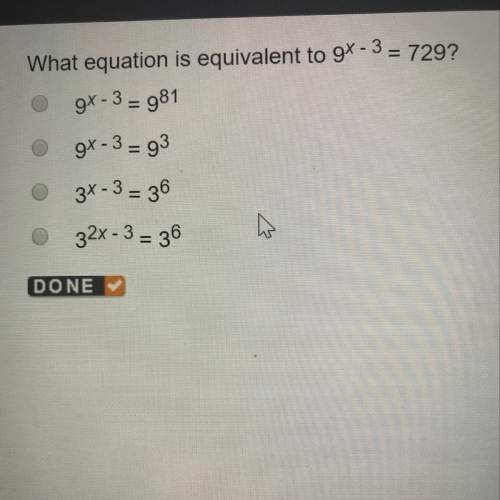 What equation is equivalent to 9^(x-3)=729?