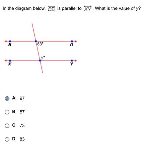 In the diagram below, bd &lt; -&gt; is parallel to xy&lt; -&gt; . what is the value of y?