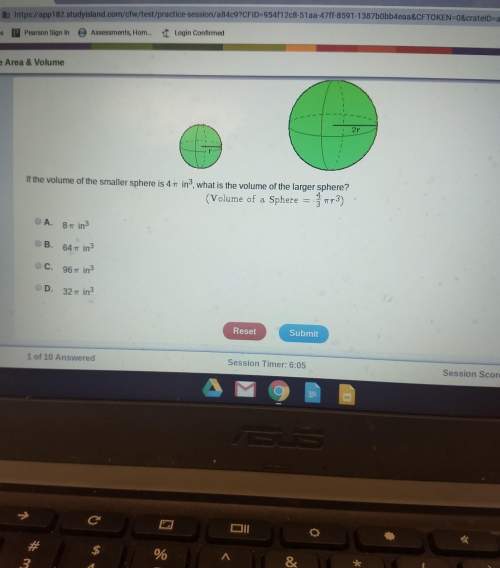Someone what is the volume of the larger sphere is the possible answer a or