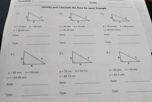 Identify and calculate the area for each triangle 1-6