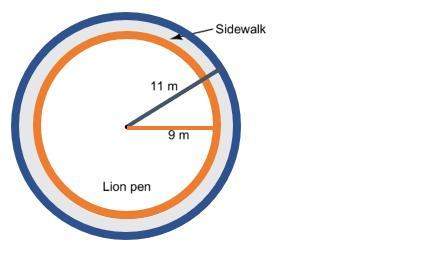 Part a:  at a zoo, the lion pen has a ring-shaped sidewalk around it. the outer edge of the si