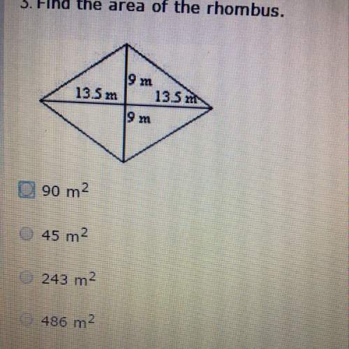 Find the area of the rhombus.  a:  90 m^2 b:  45 m^2