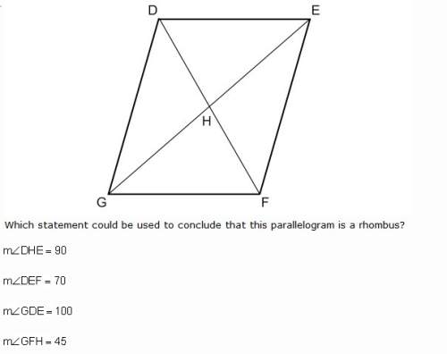 Which statement could be used to conclude that this parallelogram is a rhombus?