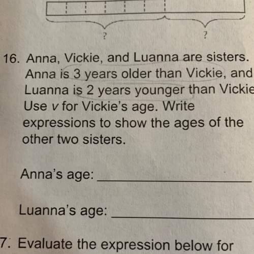 Anna, vickie, and luana are sisters. anna is 3 years older than vickie and luana is 2 years younger
