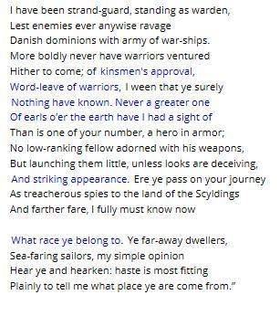 (english) asap which two parts of this excerpt from beowulf denote the importance of kinship
