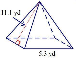 Find the surface area of the right square pyramid. round your answer to the nearest hundredth. a 117