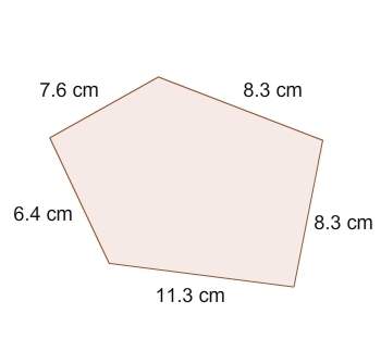 What is the perimeter of this pentagon?  a. 33.9 cm b. 41.1 cm c. 41.9 cm d