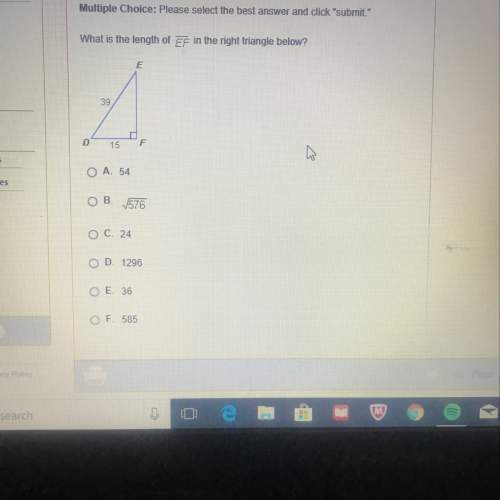 What is the length of ef in the right triangle below