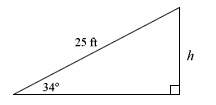 Which of the following expressions is equal to the height, h, of this triangle?  a. 25(