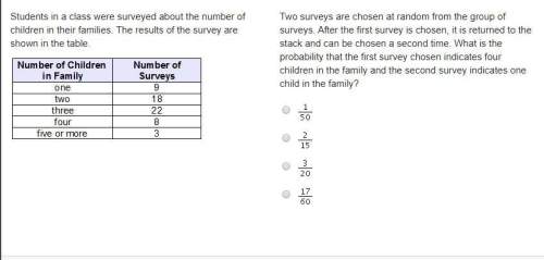 Two surveys are chosen at random from the group of surveys. after the first survey is chosen, it is