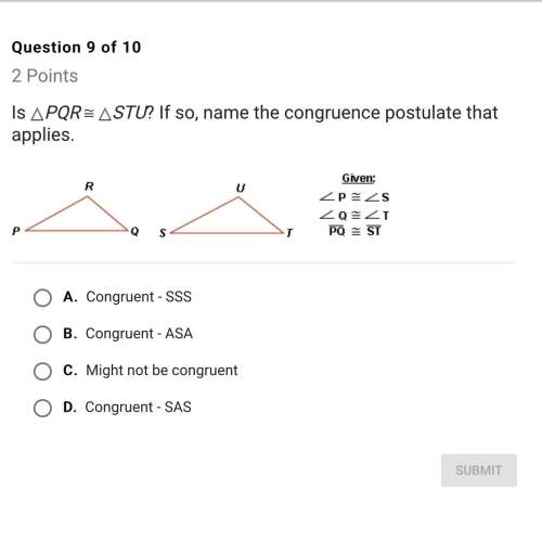 Is triangle pqr congruent to triangle stu? if so, name the congruence postulate that applies.