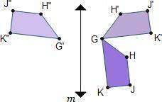 Trapezoid g h j k is rotated about g 90 degrees counterclockwise to form trapezoid g prime h prime j