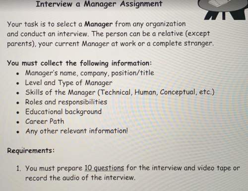 Interview a manager from any organization and conduct an interview” “ i have to include managers nam