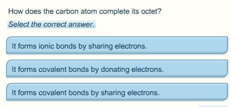 How does the carbon atom complete its octet?