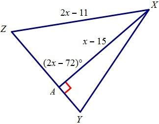 If line xa is an altitude of triangle xyz, find xa