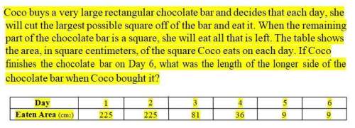 Coco buys a very large rectangular chocolate bar and decides that each day, she will cut the l