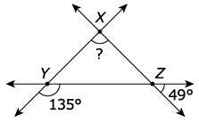 Three lines form a triangle as shown. what is the measure, in degrees, of ∠y