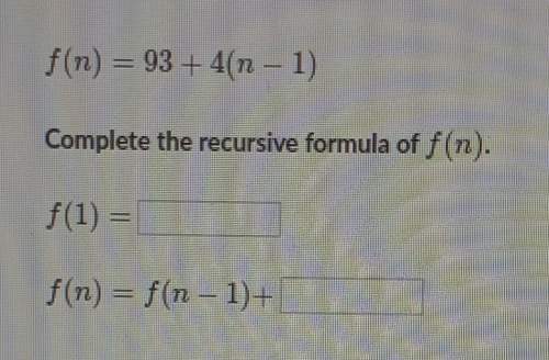 Complete the recursive formula of f(n).