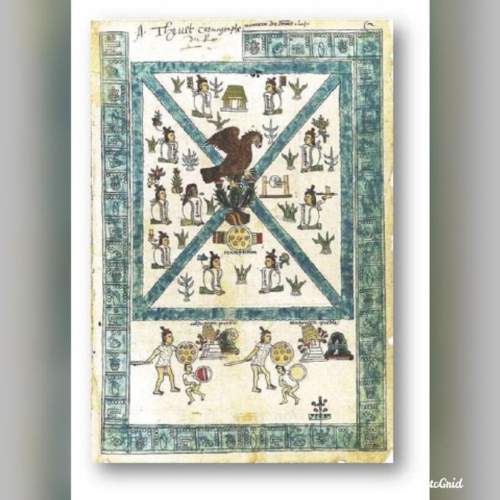 What is depicted in the image above?  a. the history of how the aztec people won their l