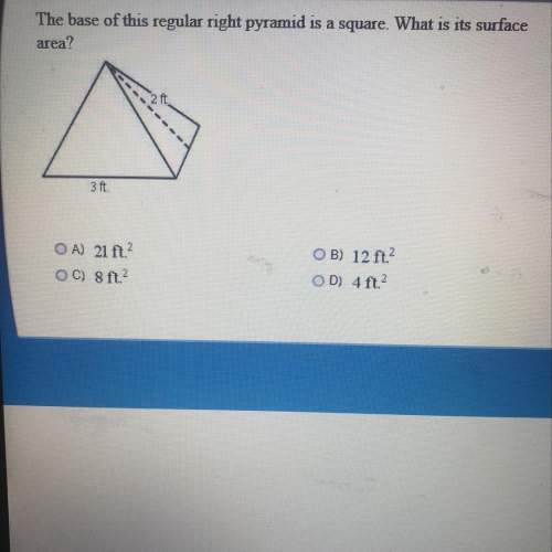 The base of this regular right pyramid is a square what is its surface area? fast