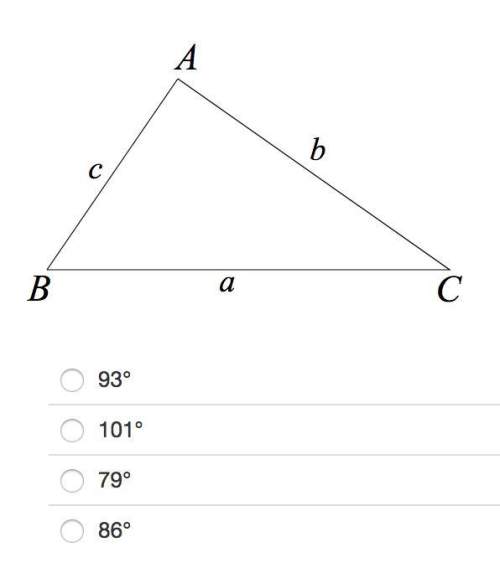 In △abc, a=31, b=22, and c=18. identify m∠a rounded to the nearest degree. me