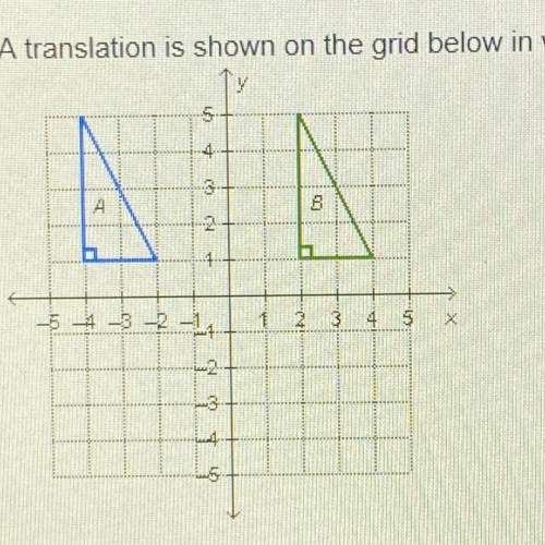 Atranslation is shown on the grid below in which triangle a is the pre-image and triangle b is the i