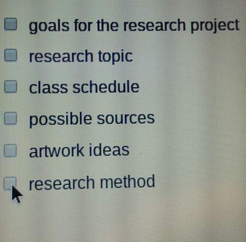 What are the components of a research plan? check all that apply.