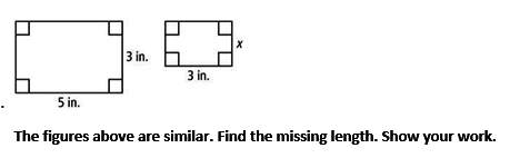 The figures above are similar. find the missing length. show your work.