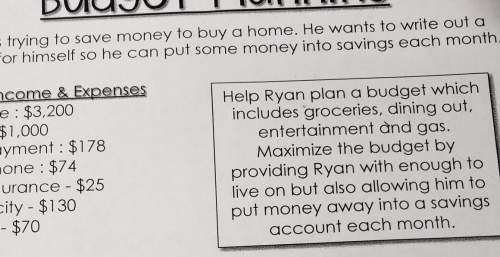 Budget planning ryan is trying to save money to buy a home. he wants to write out