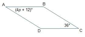 Figure abcd is a parallelogram. what is the value of p?  a. 6 b. 12